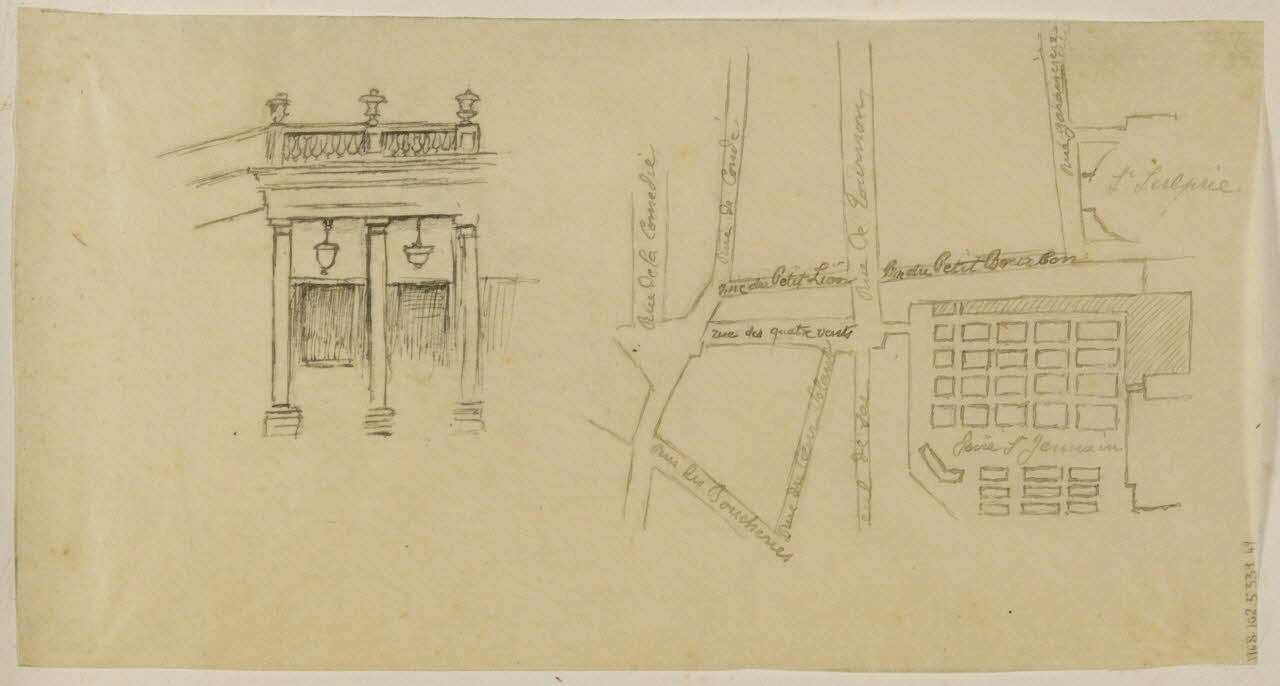 partie d'un ensemble de dessins Vue architecturale du théâtre de Nicolet 1968.102.5339.49 Photo Mucem