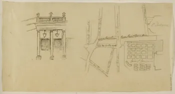 partie d'un ensemble de dessins Vue architecturale du théâtre de Nicolet 1968.102.5339.49 Photo Mucem