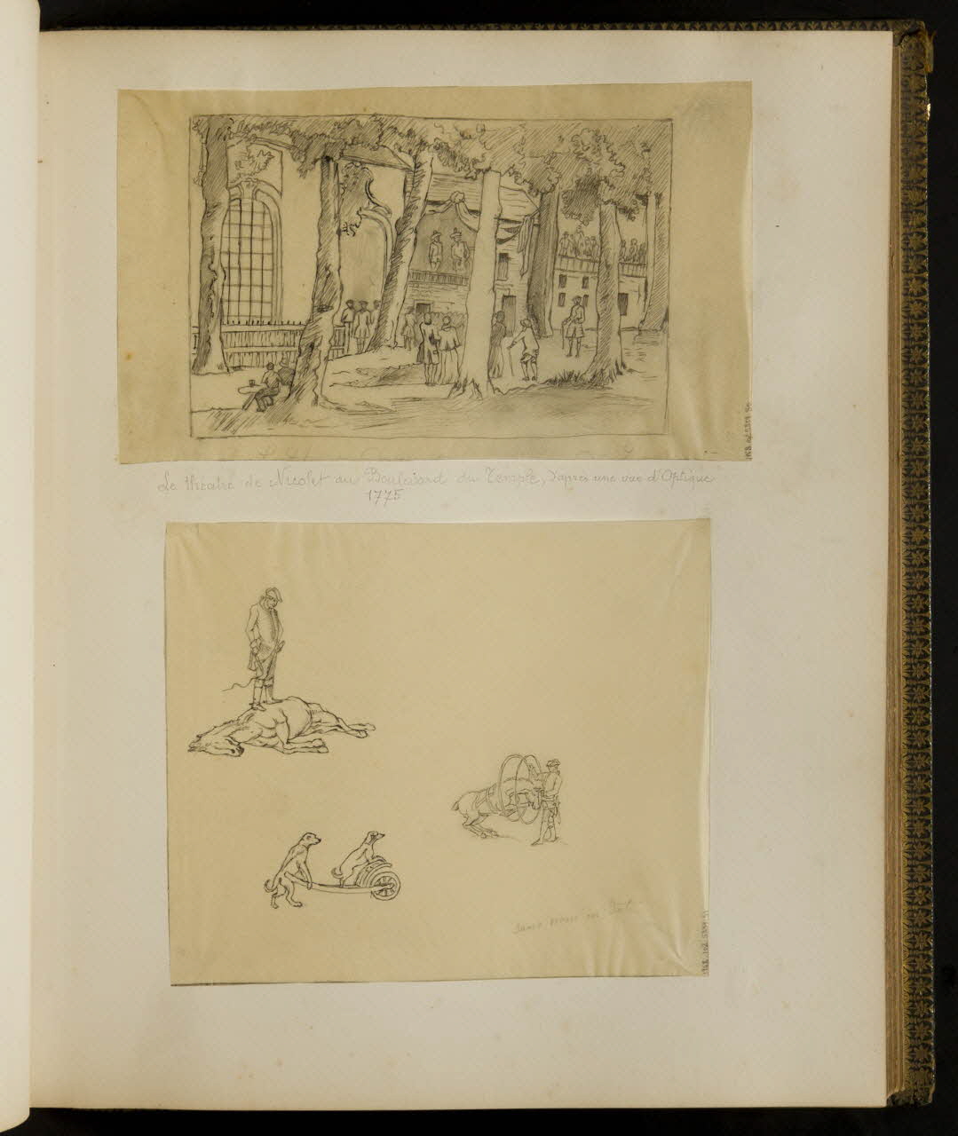 partie d'un ensemble de dessins Le théatre de Nicolet au Boulevard du temple, D'après une vue d'Optique  1775 1968.102.5339.50 Photo Mucem