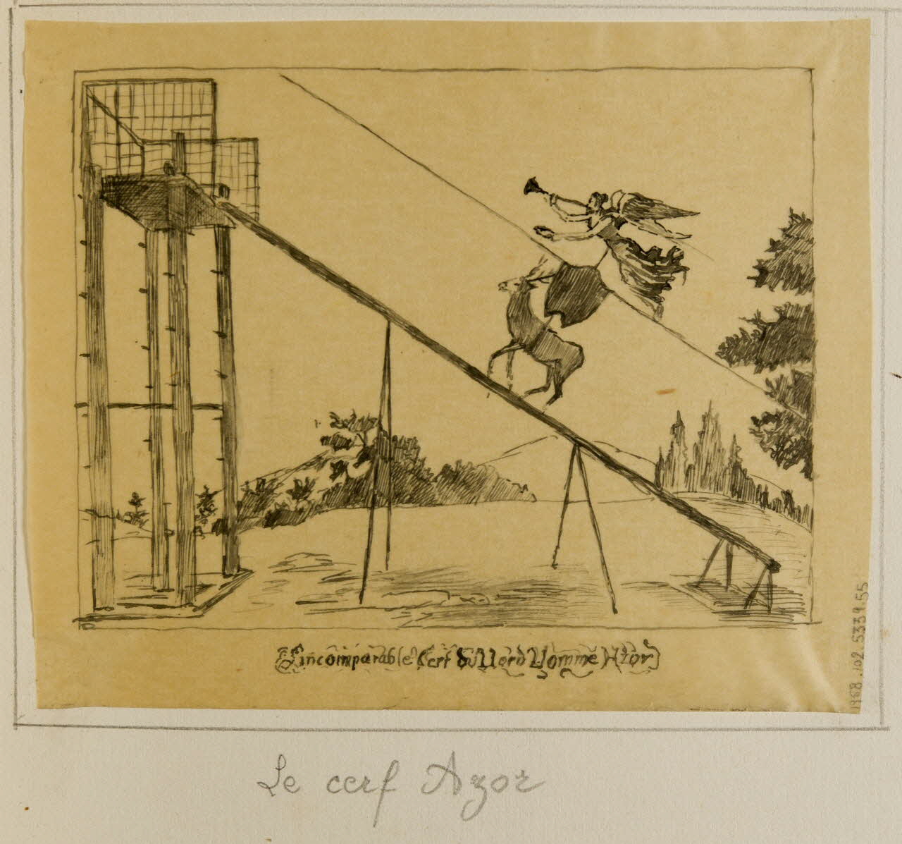 partie d'un ensemble de dessins Le cerf d'Azor 1968.102.5339.55 Photo Mucem