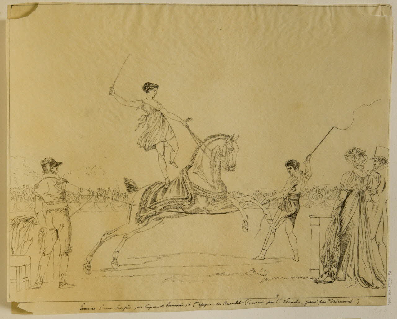 partie d'un ensemble de dessins Exercices d'une écuyère, au Cirque de Franconi, à l'époque du Consulat 1968.102.5339.57 Photo Mucem