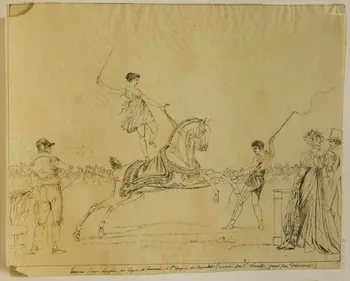 partie d'un ensemble de dessins Exercices d'une écuyère, au Cirque de Franconi, à l'époque du Consulat 1968.102.5339.57 Photo Mucem