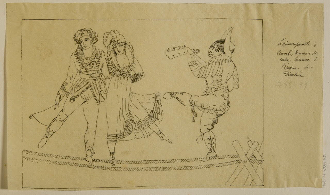 partie d'un ensemble de dessins Ravel, danseur de  corde fameux à  l'époque du  Directoire 1968.102.5339.58 Photo Mucem