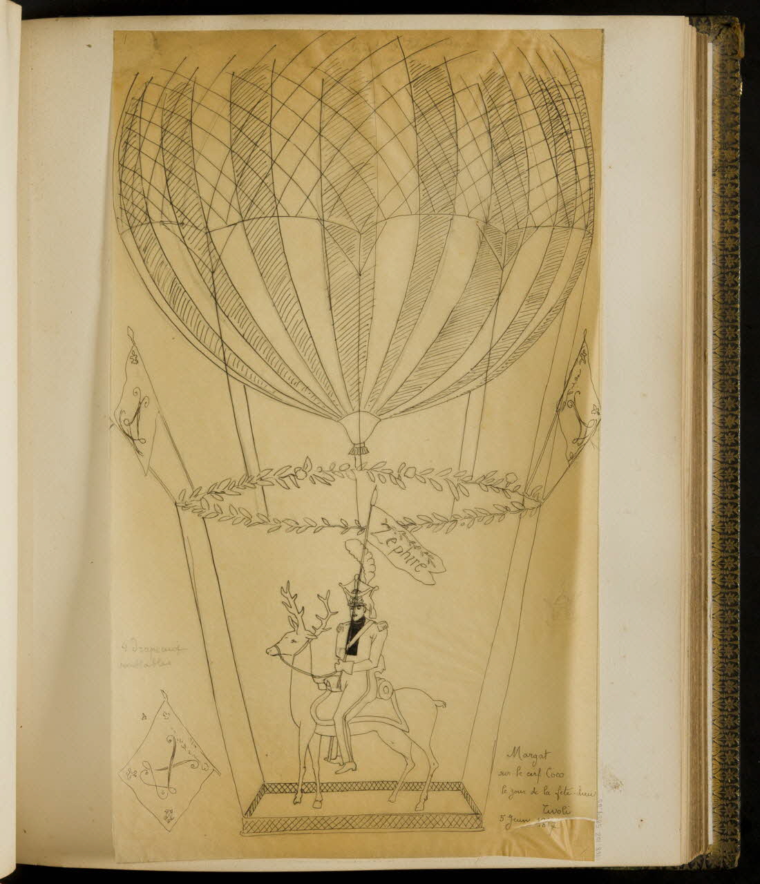 partie d'un ensemble de dessins Margat  sur le cerf Coco  le jour de la fete-dieu  Tivoli  5 juin 1817 1968.102.5339.65 Photo Mucem