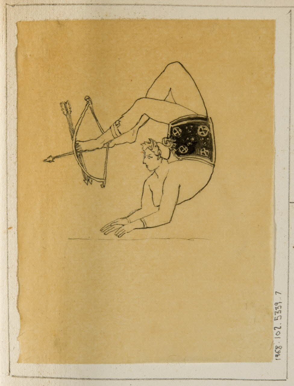 partie d'un ensemble de dessins Marcellus, d'après une mosaique romaine ?  de Tébessa 1968.102.5339.7 Photo Mucem