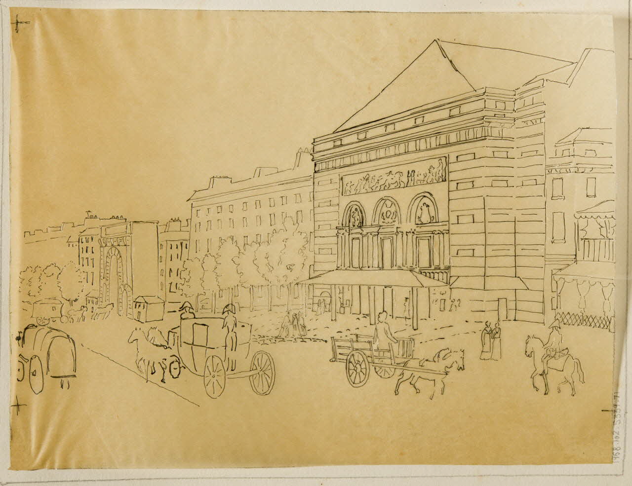 partie d'un ensemble de dessins Le théatre de la Porte St Martin 1968.102.5339.71 Photo Mucem