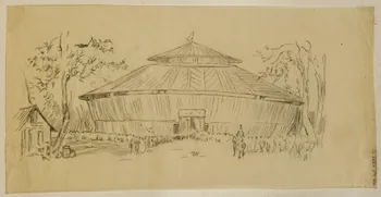 partie d'un ensemble de dessins Vue d'un chapiteau 1968.102.5339.81 Photo Mucem