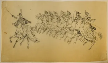 partie d'un ensemble de dessins Cavaliers 1968.102.5339.85  Photo Mucem
