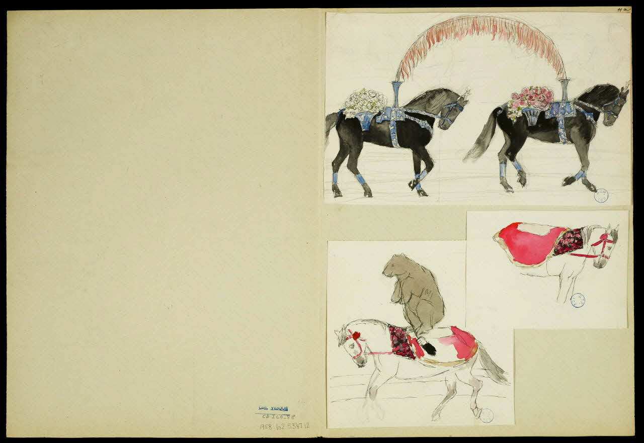 partie d'un ensemble de dessins Chevaux et ours 1968.102.5347.12 Photo Mucem