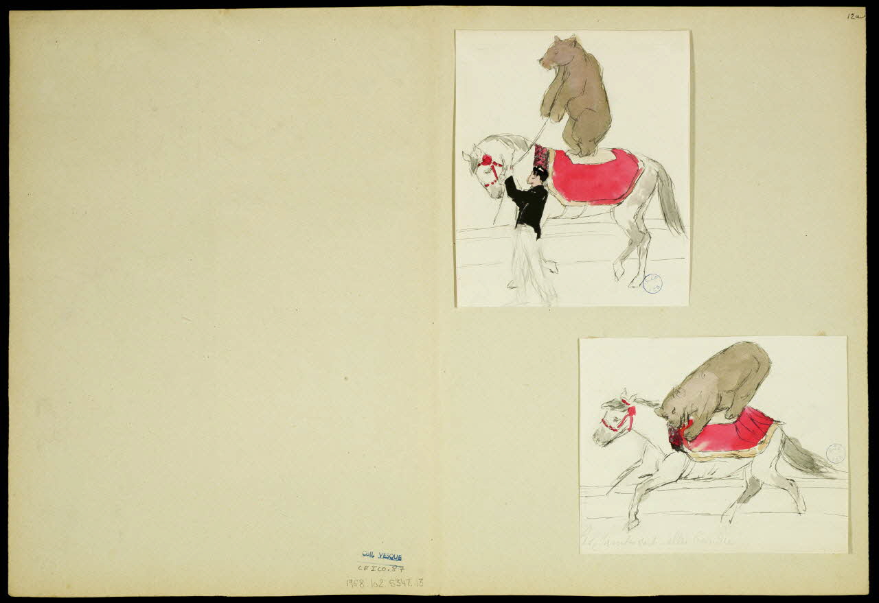 partie d'un ensemble de dessins Ours dressé sur le dos d'un cheval 1968.102.5347.13 Photo Mucem
