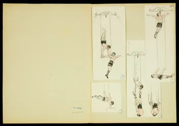 partie d'un ensemble de dessins Numéros de trapézistes et de jongleurs sur un monocycle 1968.102.5349.12 Photo