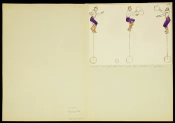 partie d'un ensemble de dessins Numéros de trapézistes et de jongleurs sur un monocycle 1968.102.5349.12 Photo