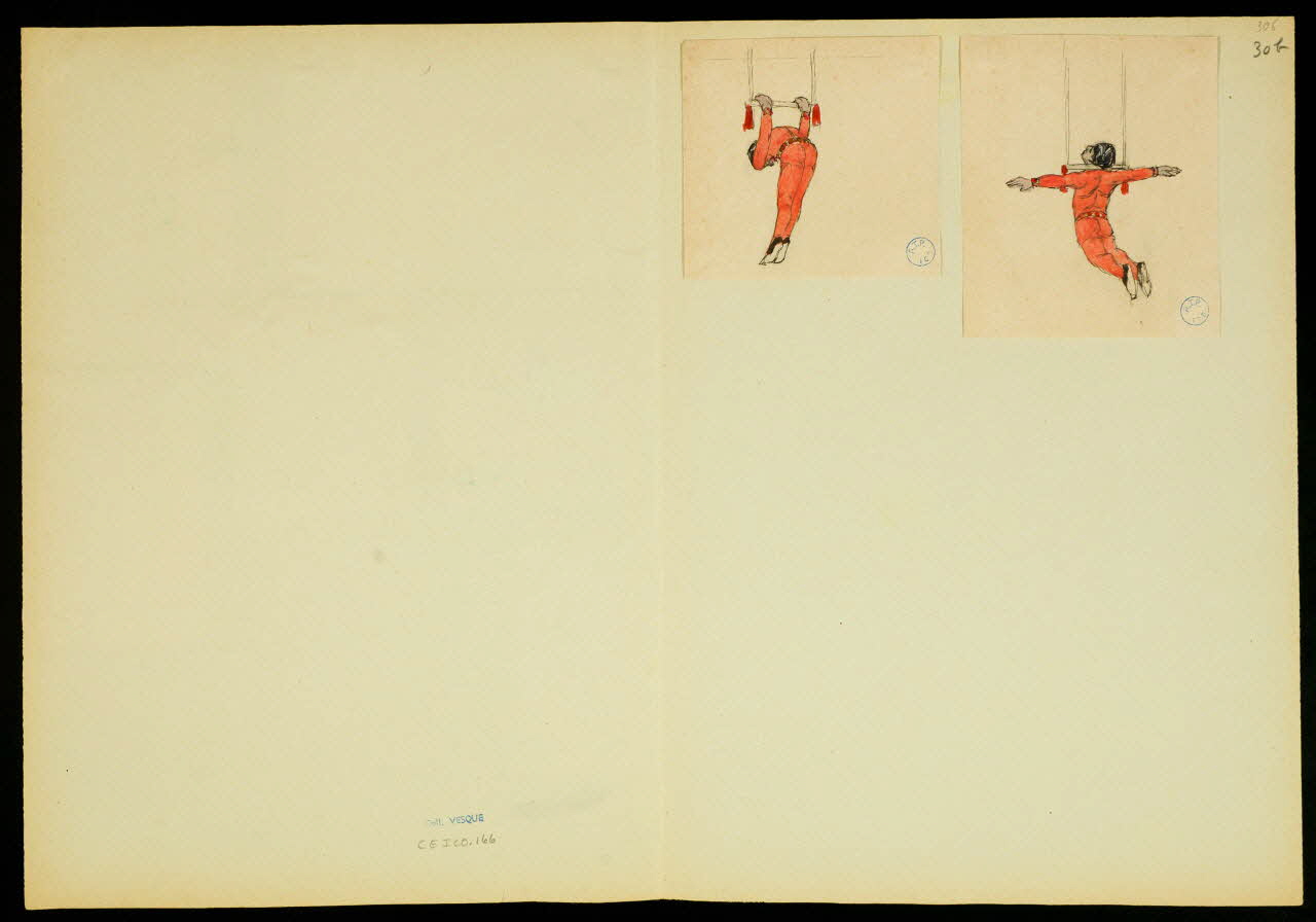 partie d'un ensemble de dessins Numéro de trapéziste et clown 1968.102.5349.20 Photo