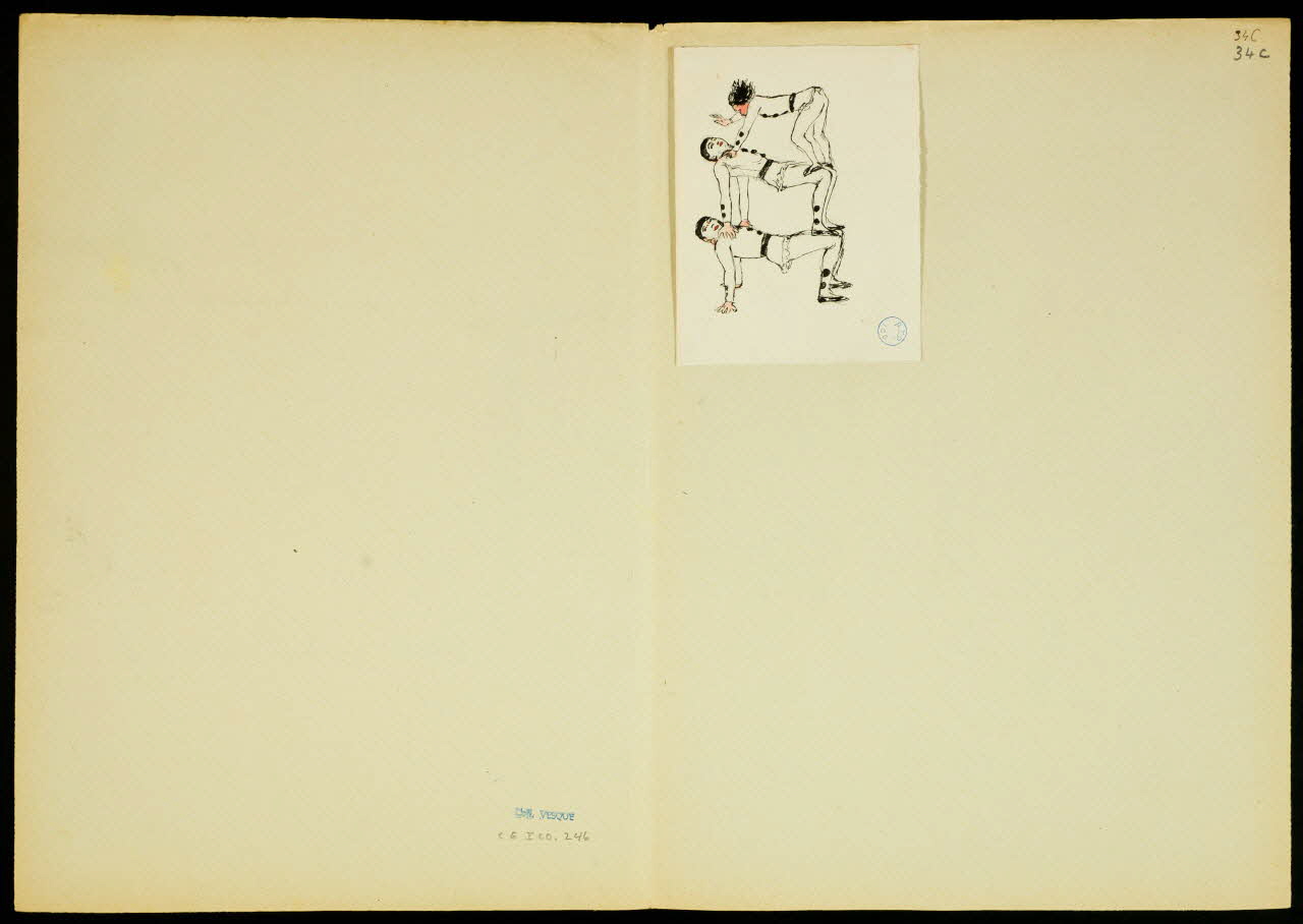 partie d'un ensemble de dessins Numéros de Pierrots acrobates et de chevaux 1968.102.5351.16 Photo