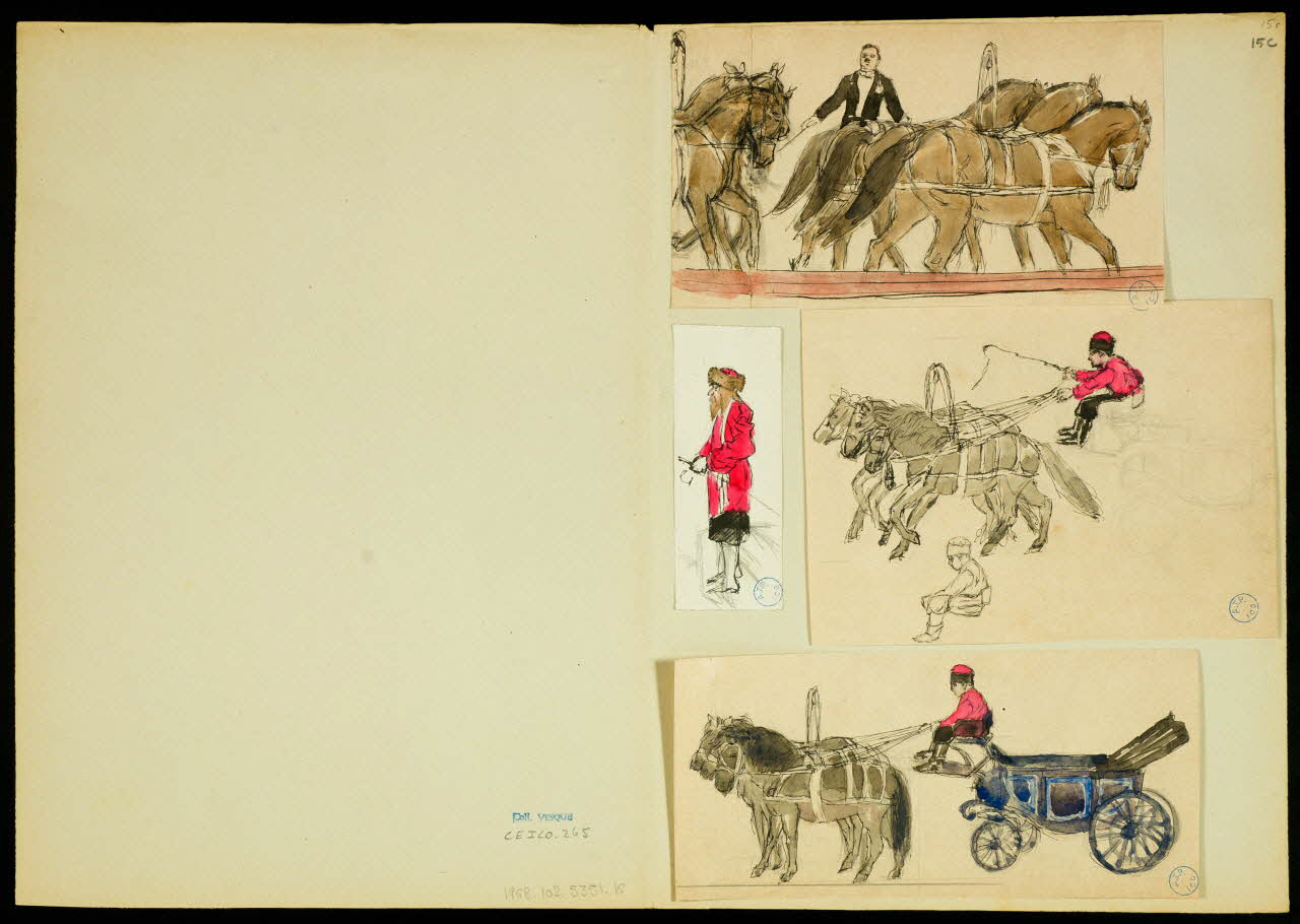 partie d'un ensemble de dessins Numéros de Pierrots acrobates et de chevaux 1968.102.5351.16 Photo