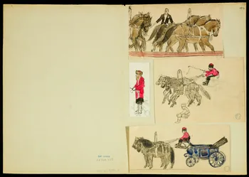 partie d'un ensemble de dessins Numéros de Pierrots acrobates et de chevaux 1968.102.5351.16 Photo