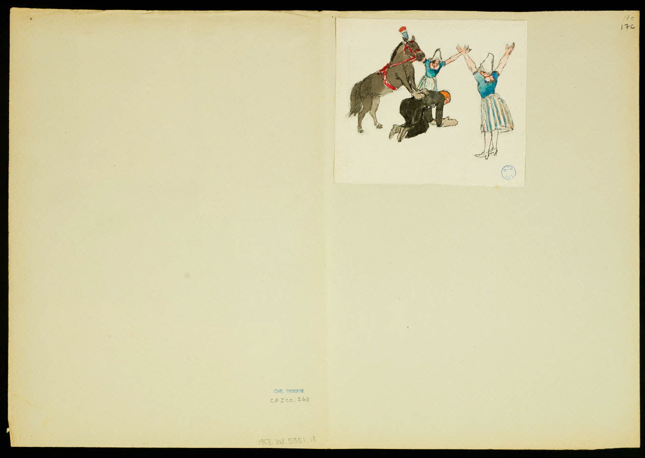 partie d'un ensemble de dessins Numéros d'acrobate avec un cheval 1968.102.5351.18 Photo