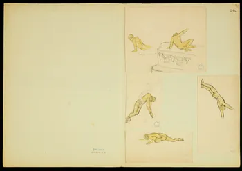 partie d'un ensemble de dessins Numéros d'acrobates et clown avec un cochon et une chèvre 1968.102.5351.21 Photo
