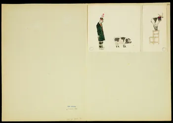partie d'un ensemble de dessins Numéros d'acrobates et clown avec un cochon et une chèvre 1968.102.5351.21 Photo