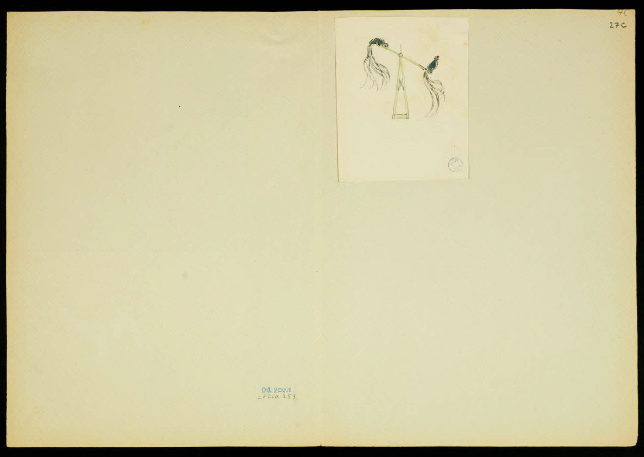 partie d'un ensemble de dessins Numéro avec des oiseaux et personnage féminin 1968.102.5351.23 Photo