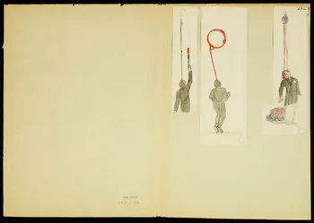 partie d'un ensemble de dessins Numéro d'un équilibriste et clowns 1968.102.5351.3 Photo