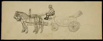 partie d'un ensemble de dessins Garçon conduisant une calèche 1968.102.5351.30  Photo