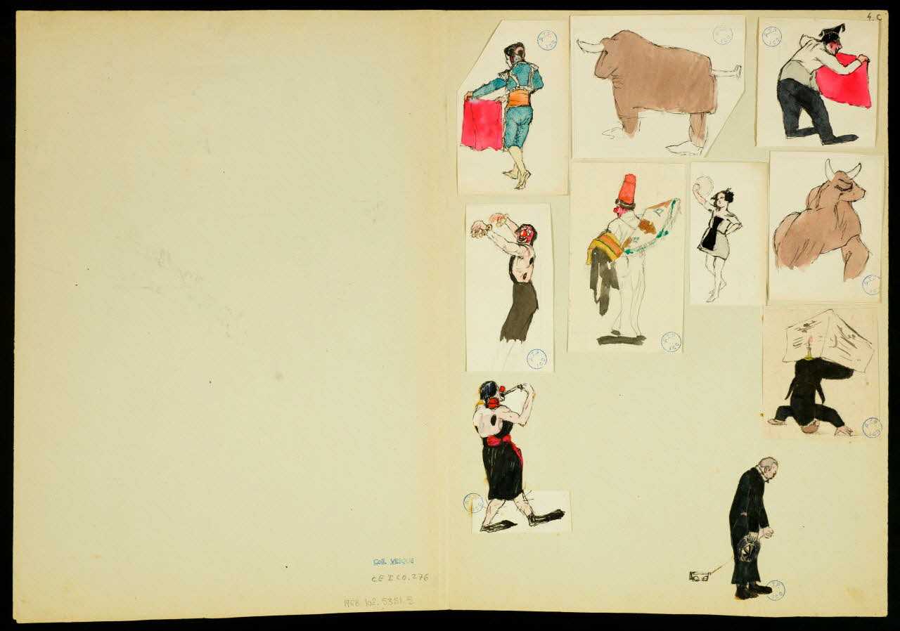 partie d'un ensemble de dessins Trapéziste et numéro de clowns 1968.102.5351.5 Photo