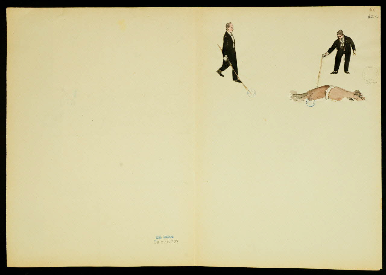 partie d'un ensemble de dessins Numéro avec un cheval et clowns 1968.102.5351.9 Photo