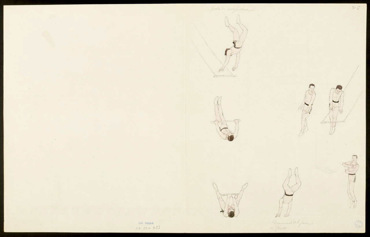 partie d'un ensemble de dessins Trapézistes et cavalier 1968.102.5355.16  Photo