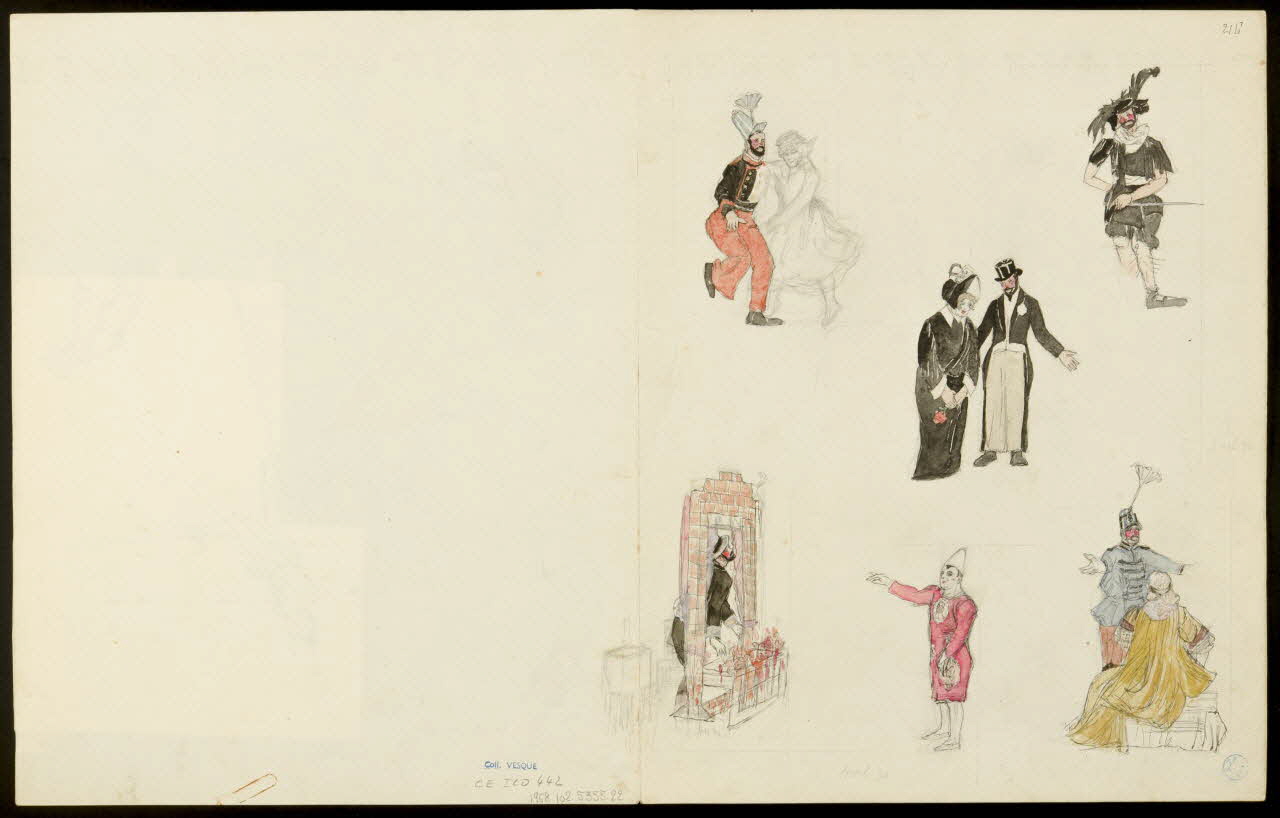 partie d'un ensemble de dessins Trapézistes, clown et personnages 1968.102.5355.22  Photo Mucem