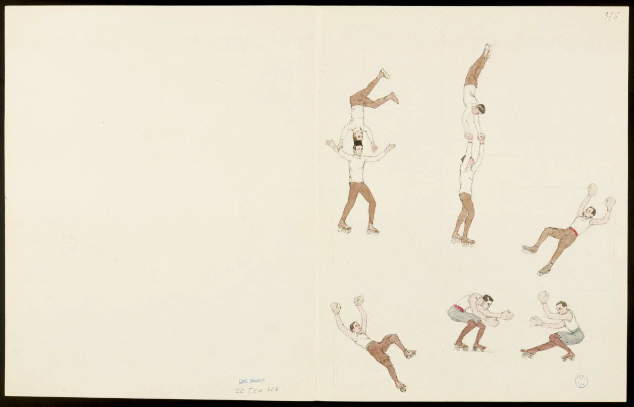 partie d'un ensemble de dessins Hommes sur patins à roulettes 1968.102.5355.9 Photo