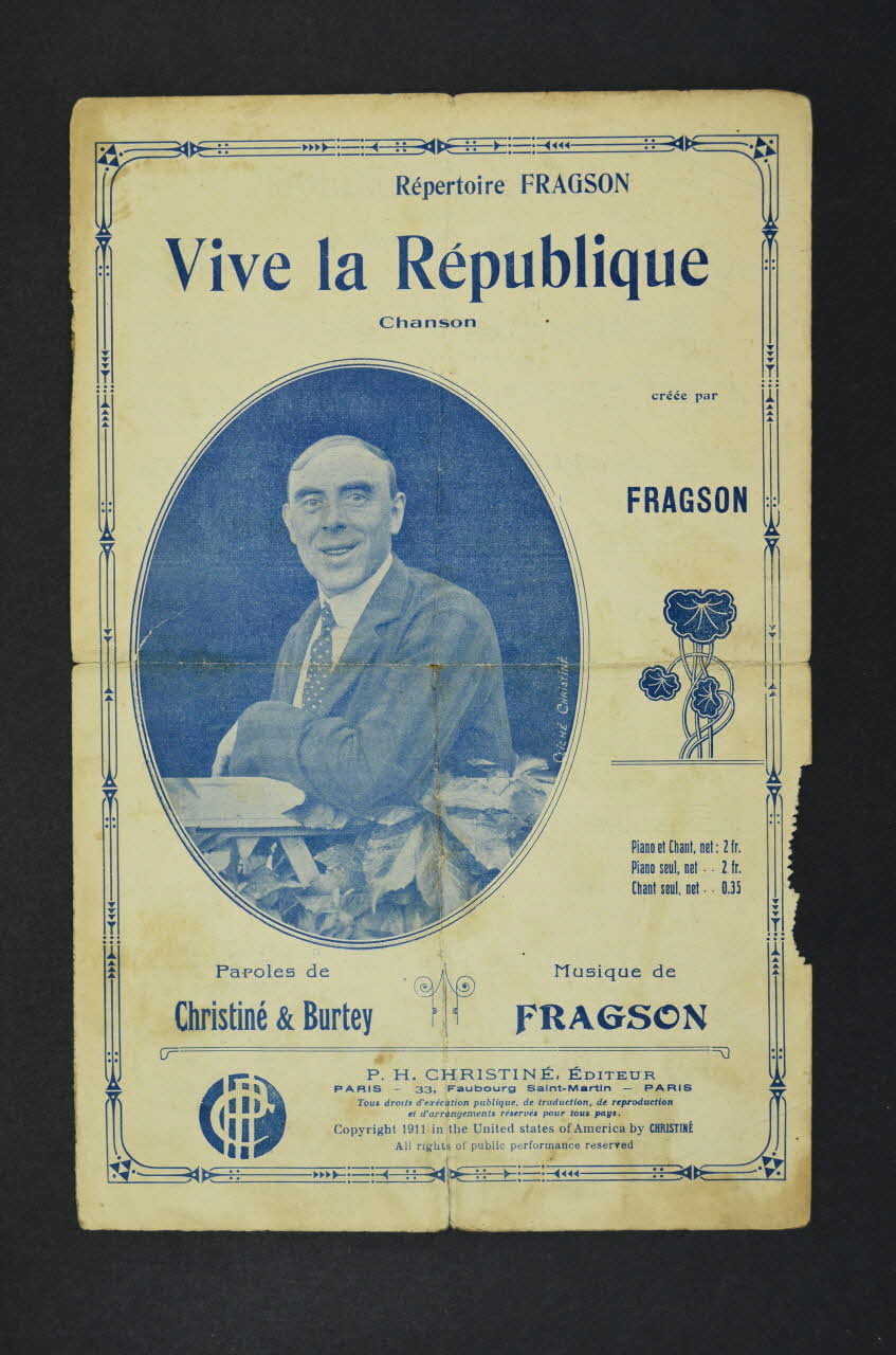 William Burtey ; Henri Christiné ; Harry Fragson partition de musique petit format 1910 1965.160.45 Photo Mucem