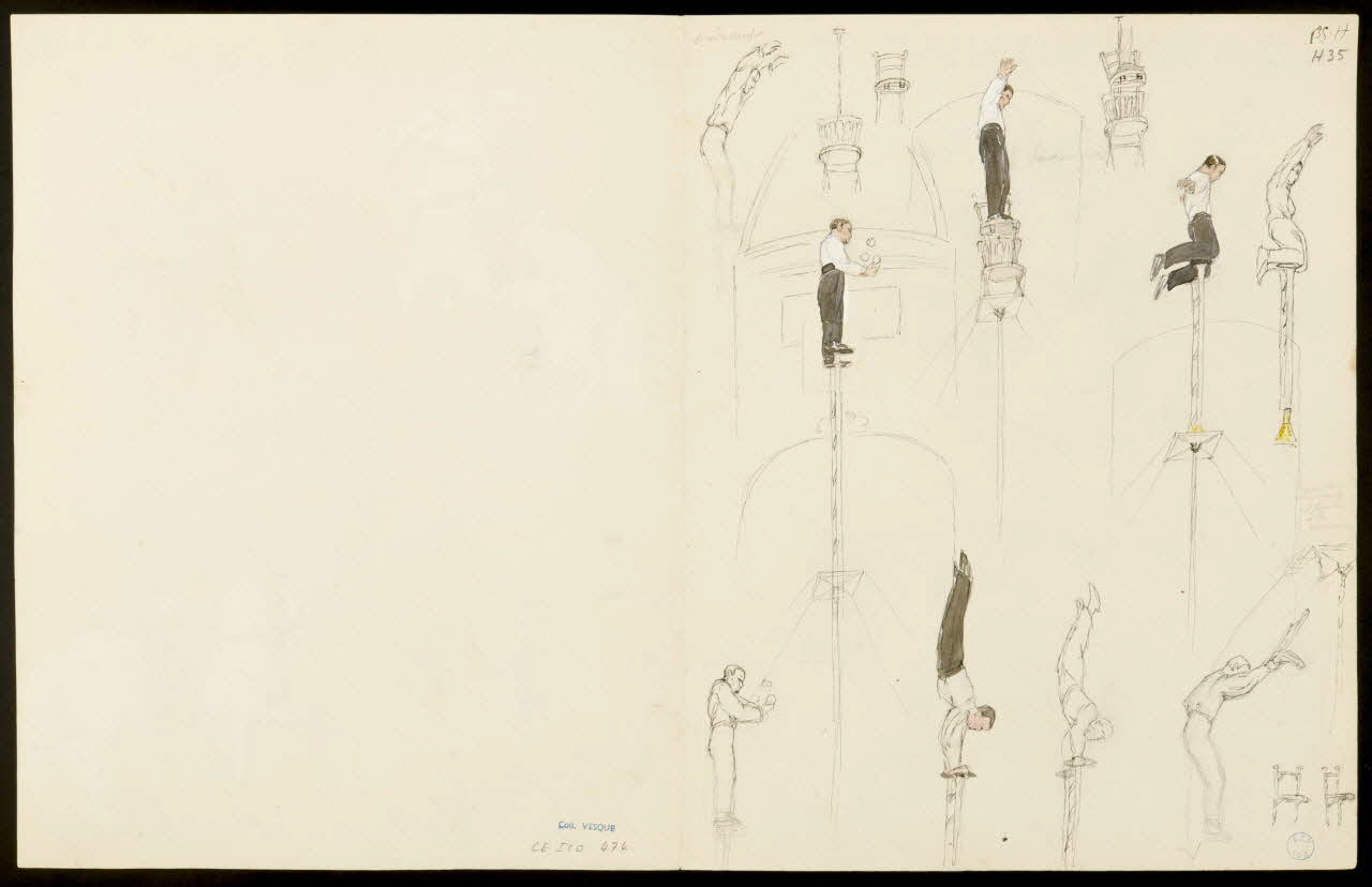 partie d'un ensemble de dessins Numéros d'équilibristes et de cavaliers 1968.102.5356.13 Photo