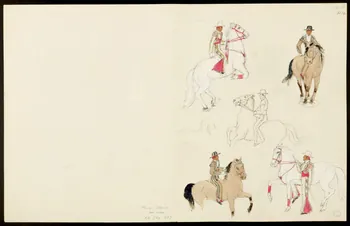 partie d'un ensemble de dessins Numéros d'équilibristes et de cavaliers 1968.102.5356.13 Photo