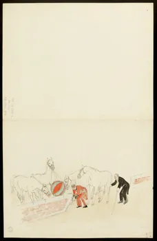 partie d'un ensemble de dessins Numéros de clowns et de chevaux 1968.102.5356.14 Photo