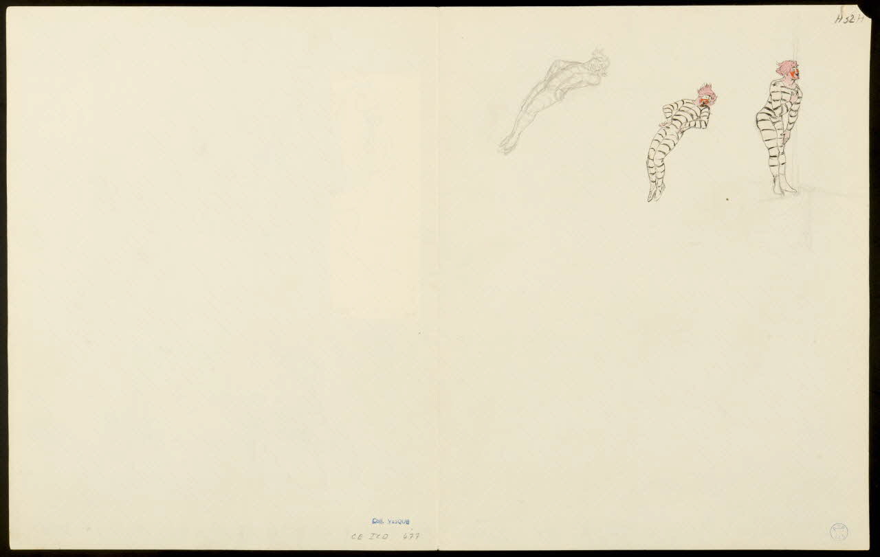 partie d'un ensemble de dessins Numéros de clowns et de dressage de chevaux 1968.102.5356.16 Photo