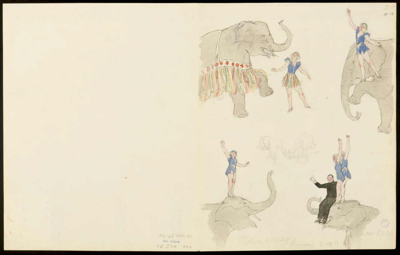 partie d'un ensemble de dessins Eléphants d'Althoff 1968.102.5356.20 Photo