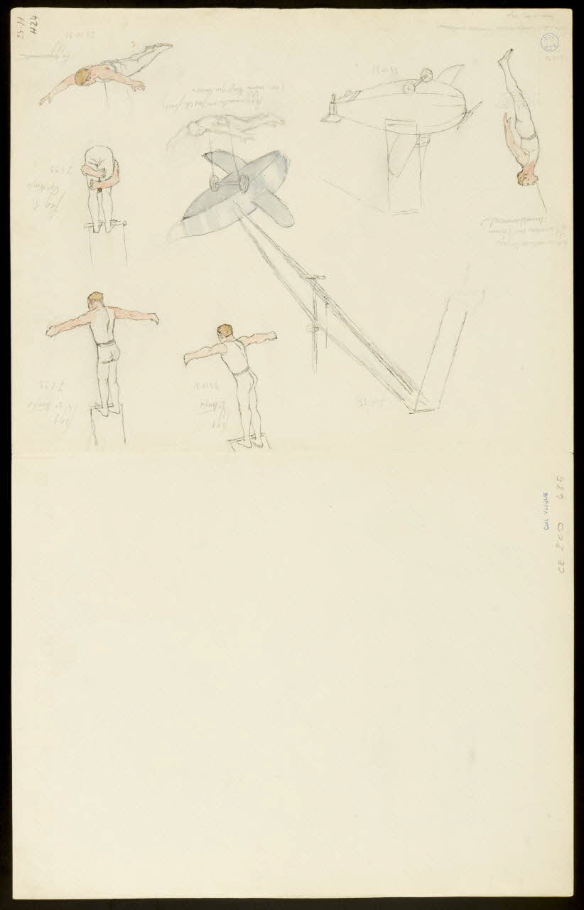 partie d'un ensemble de dessins Numéro de trapéziste avec un avion 1968.102.5356.24 Photo