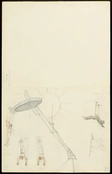 partie d'un ensemble de dessins Numéro de trapéziste avec un avion 1968.102.5356.24  Photo