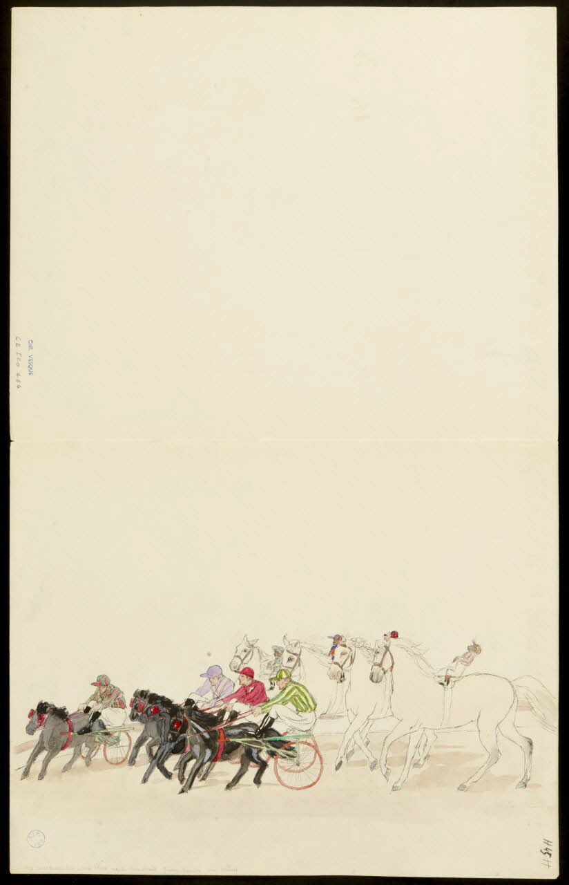 partie d'un ensemble de dessins Numéros de course de chevaux et équilibristes 1968.102.5356.3 Photo