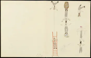 partie d'un ensemble de dessins Clown dans une tribune et numéros d'équilibristes 1968.102.5356.4 Photo