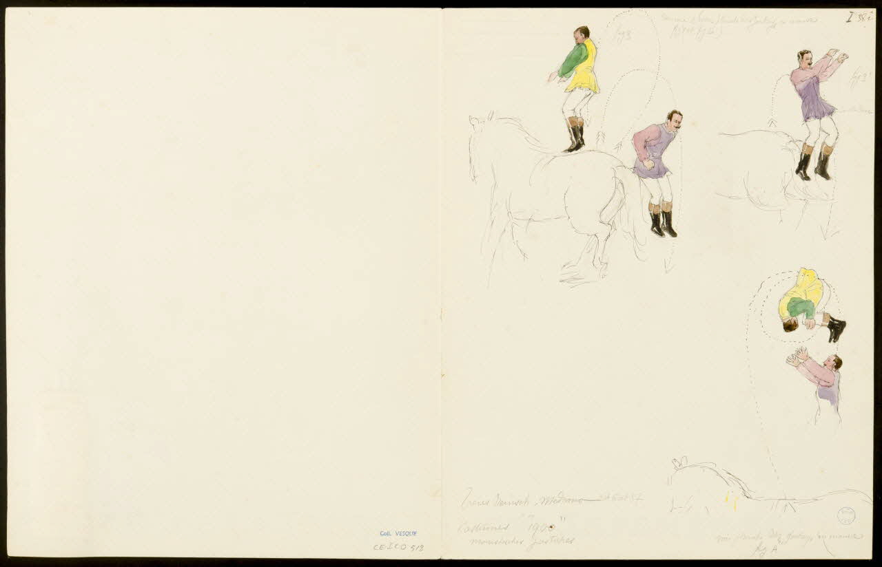 partie d'un ensemble de dessins Frères Reinsch, Medrano 2 et 6 oct 37 1968.102.5357.11 Photo