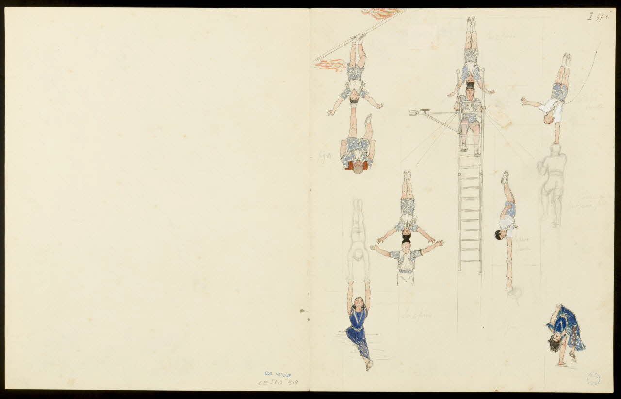 partie d'un ensemble de dessins Numéros d'acrobates et d'une trapéziste 1968.102.5357.12 Photo