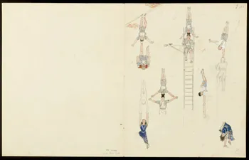 partie d'un ensemble de dessins Numéros d'acrobates et d'une trapéziste 1968.102.5357.12 Photo