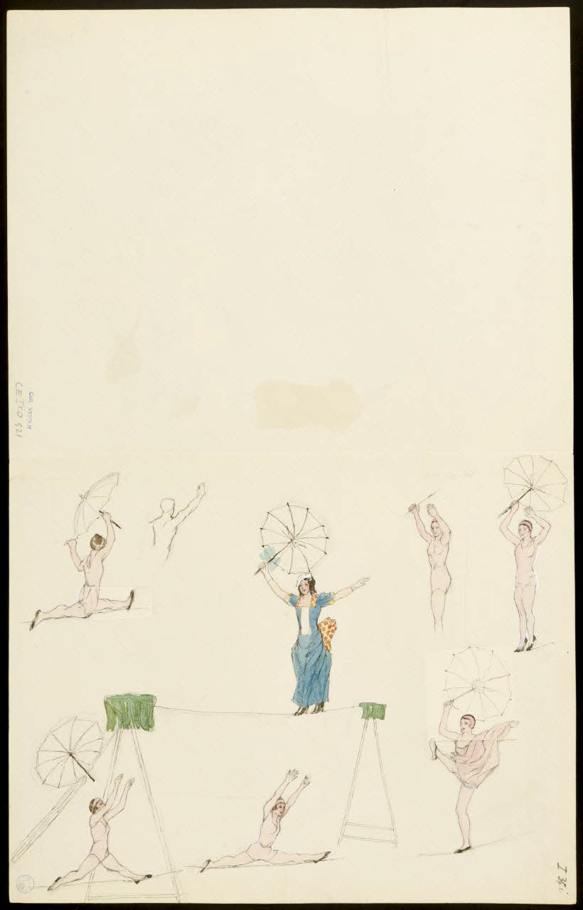 partie d'un ensemble de dessins Numéros d'acrobates et de clowns avec une montgolfière 1968.102.5357.14 Photo