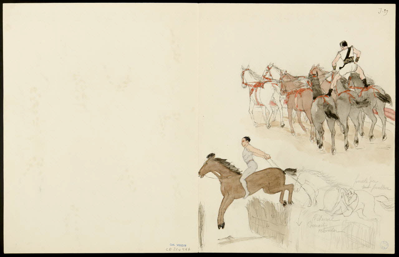 partie d'un ensemble de dessins Numéro de voltige et clown-acrobate 1968.102.5358.11 Photo