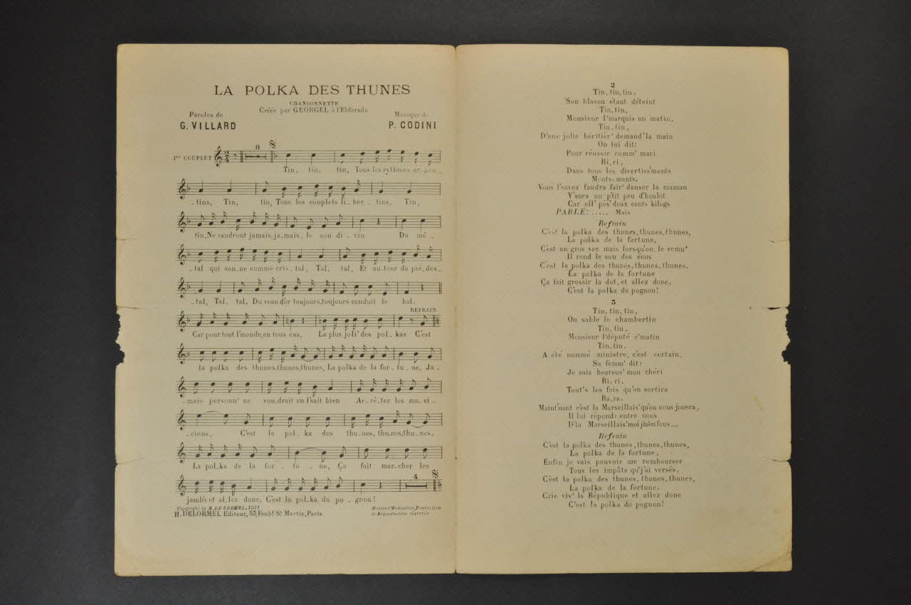 Pierre Codini ; Georges Villard ; Georgel ; H. Delormel partition de musique petit format 1911 1965.160.46 Photo Mucem