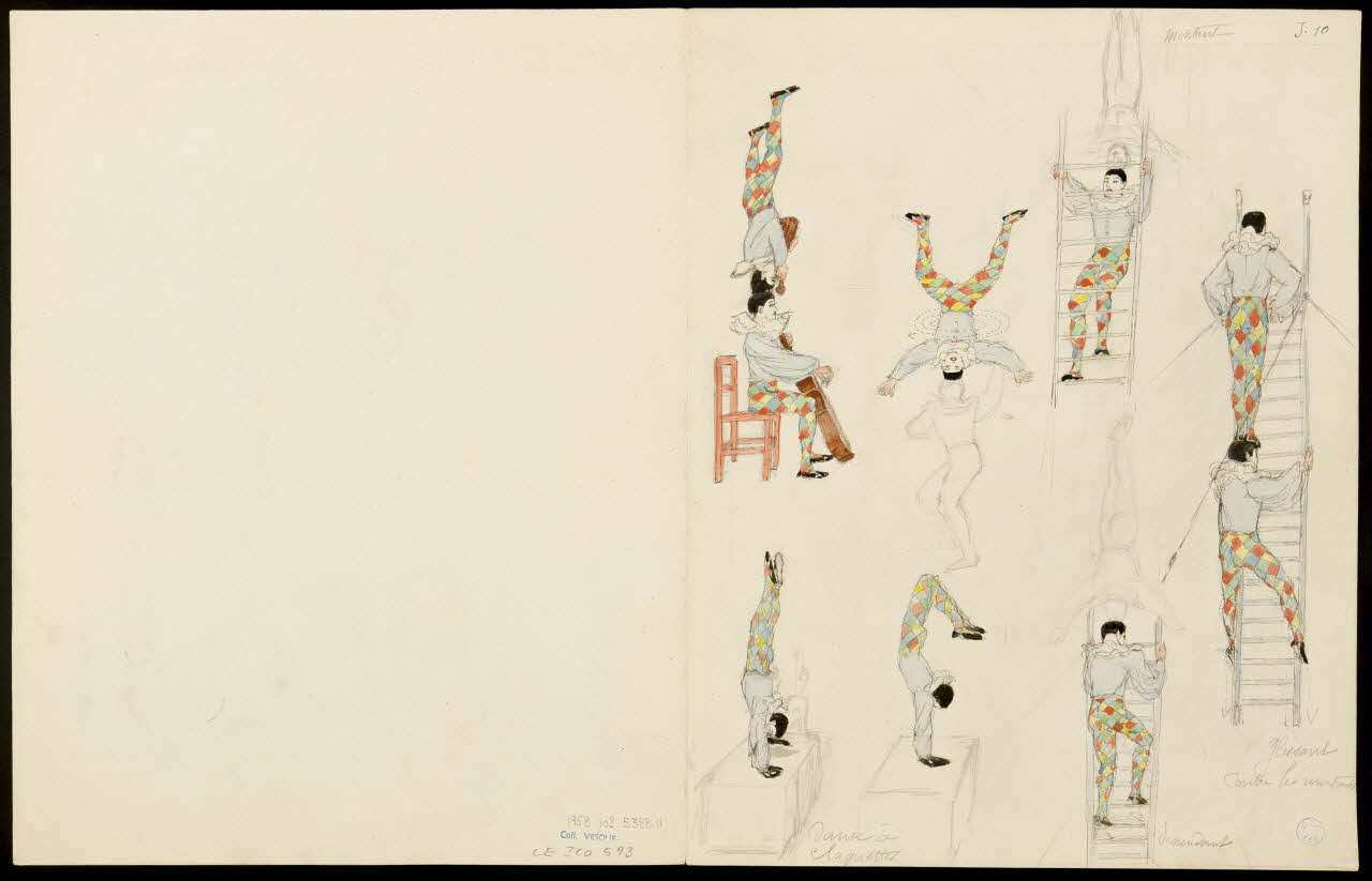 partie d'un ensemble de dessins Numéro de voltige et clown-acrobate 1968.102.5358.11 Photo