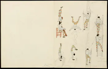 partie d'un ensemble de dessins Numéro de voltige et clown-acrobate 1968.102.5358.11 Photo