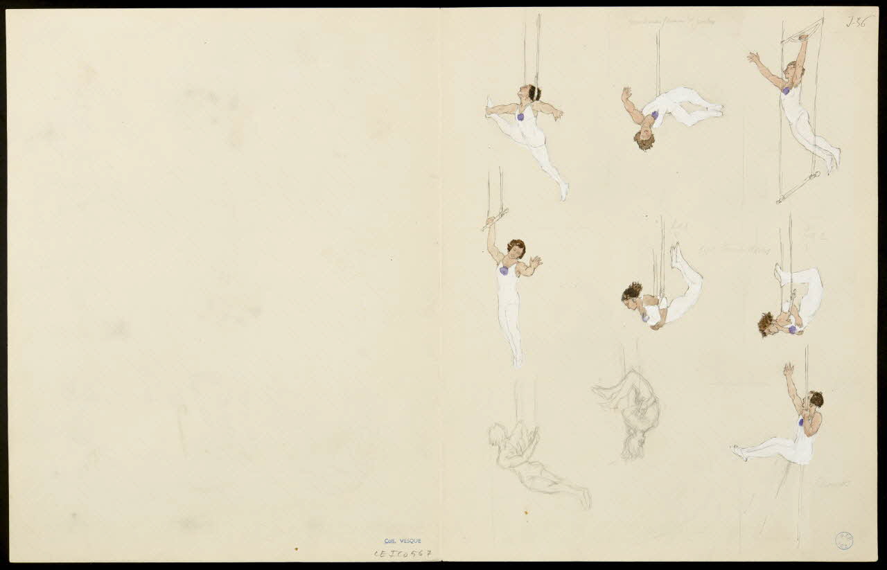 partie d'un ensemble de dessins Trapézistes et démonstration de force 1968.102.5358.14 Photo